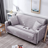 Sofa Cover – Geometric Grid – Pearl Grey