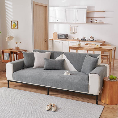 Non-Slip Sofa Cover – Plain Stretch – Pearl Grey
