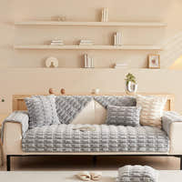 Non-Slip Sofa Cover – Velvet Brick – Pearl Grey