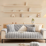 Non-Slip Sofa Cover – Velvet Brick – Pearl Grey
