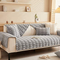 Non-Slip Sofa Cover – Velvet Brick – Pearl Grey