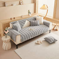 Non-Slip Sofa Cover – Velvet Brick – Pearl Grey