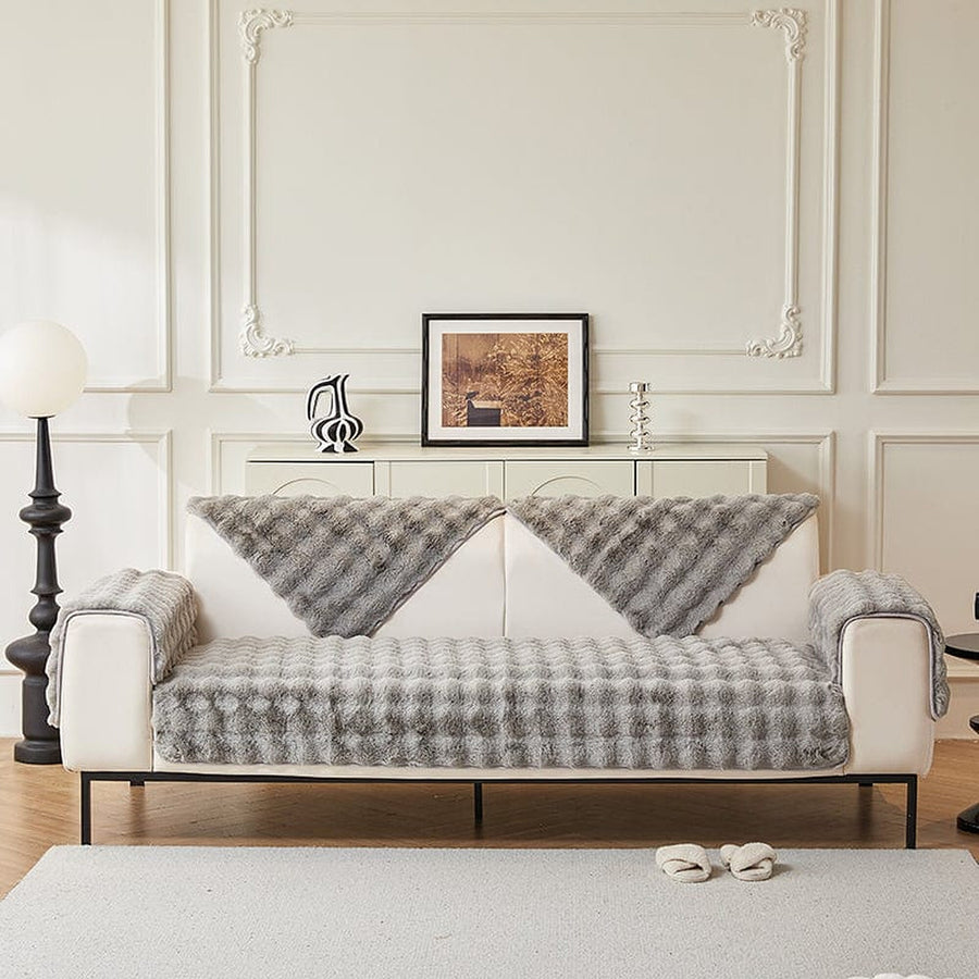 Non-Slip Sofa Cover – Velvet Bubble – Pearl Grey