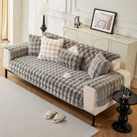 Non-Slip Sofa Cover – Velvet Bubble – Pearl Grey