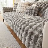 Non-Slip Sofa Cover – Velvet Bubble – Pearl Grey