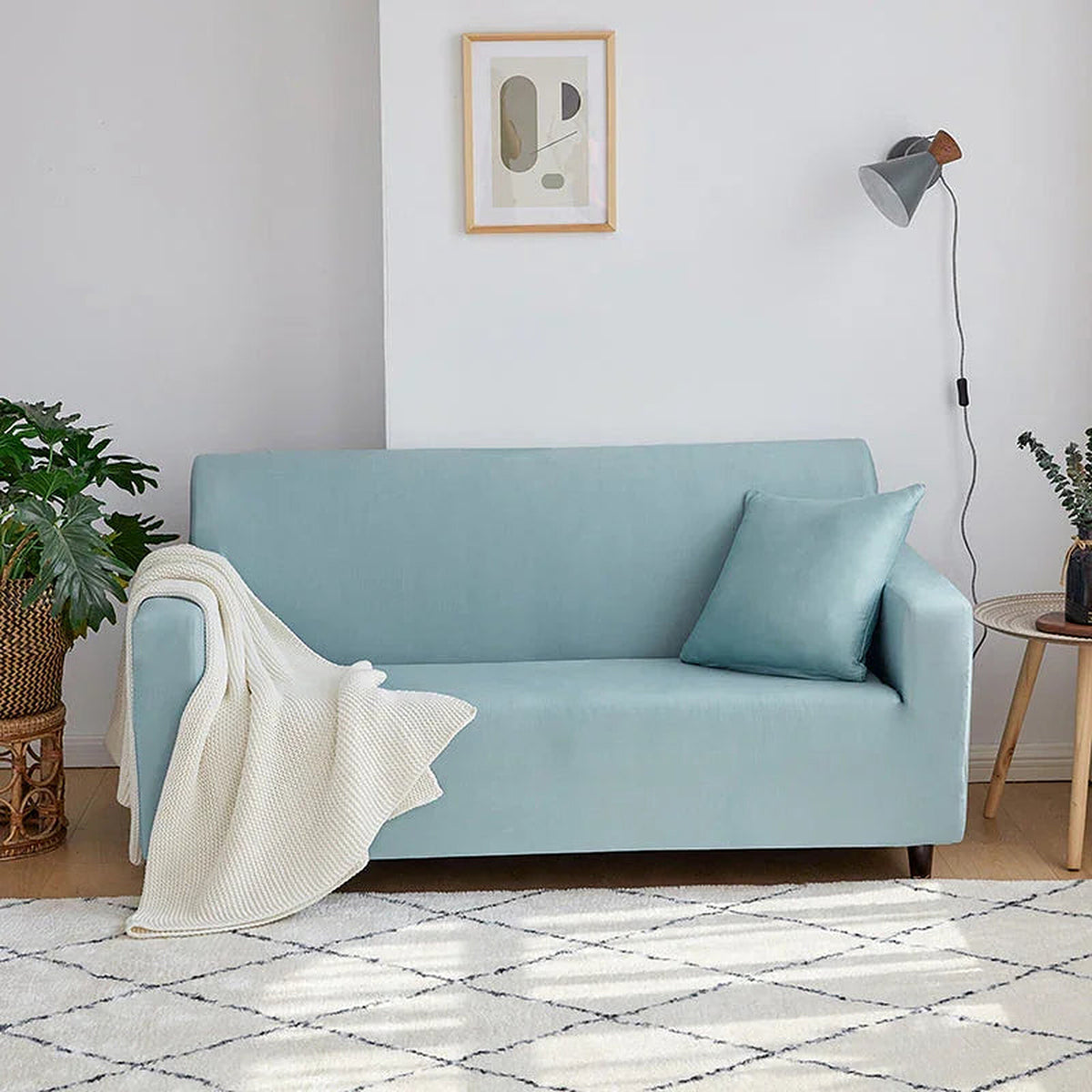 Sofa Cover – Plain Stretch – Sky Mist