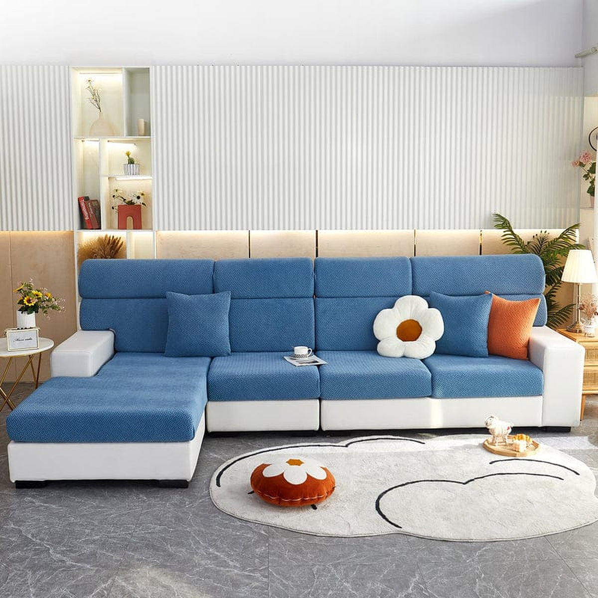 Sofa Cushion Cover – Plain Stretch – Sky Mist