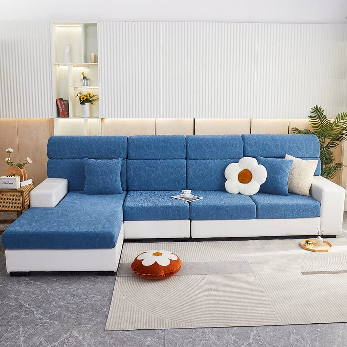 Sofa Cushion Cover – Plain Stretch Compact – Sky Mist