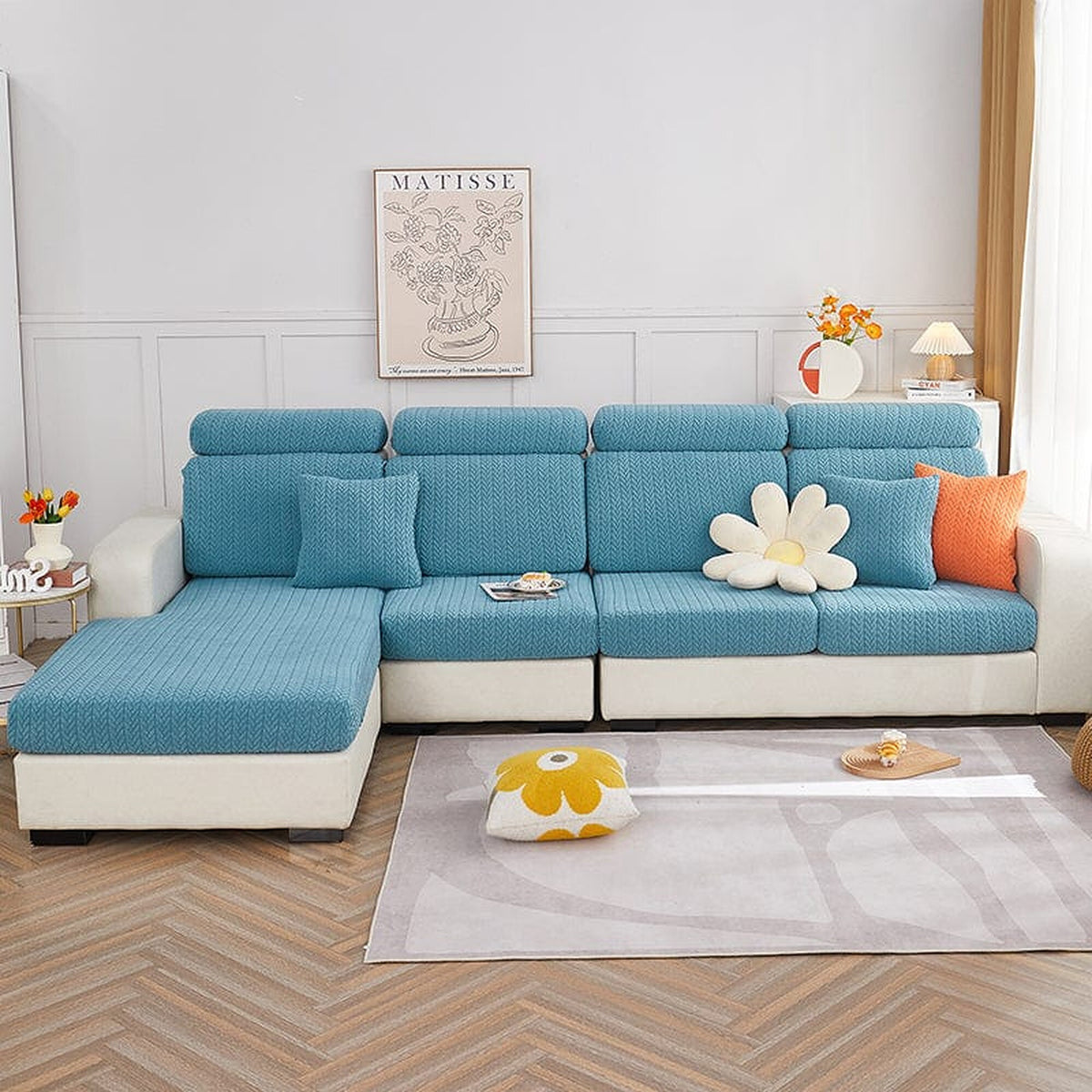 Sofa Cushion Cover – Corduroy Knit – Sky Mist