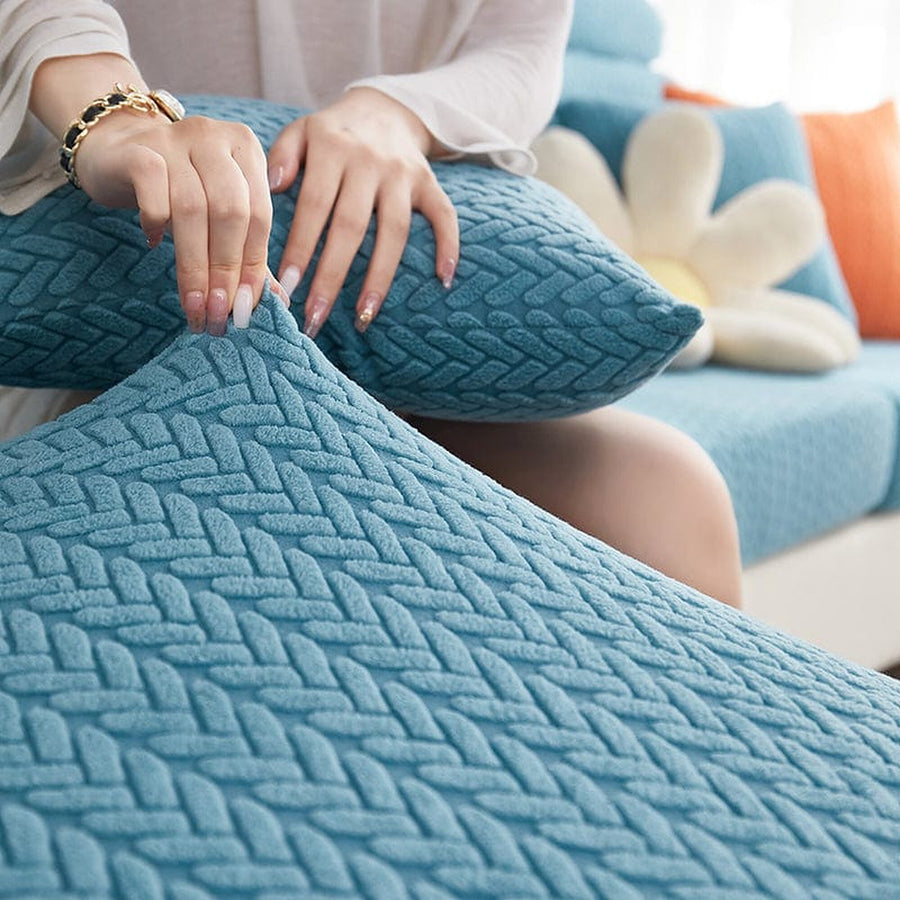 Sofa Cushion Cover – Corduroy Knit – Sky Mist