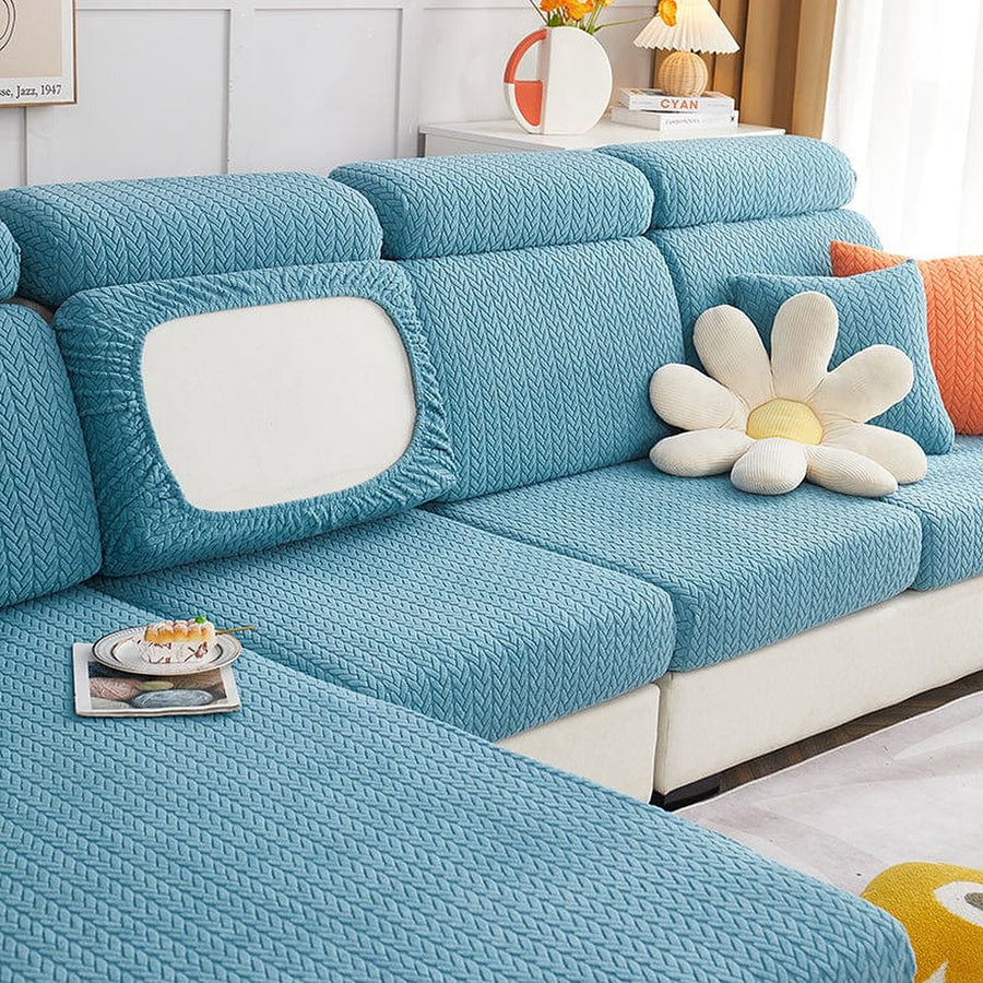 Sofa Cushion Cover – Corduroy Knit – Sky Mist