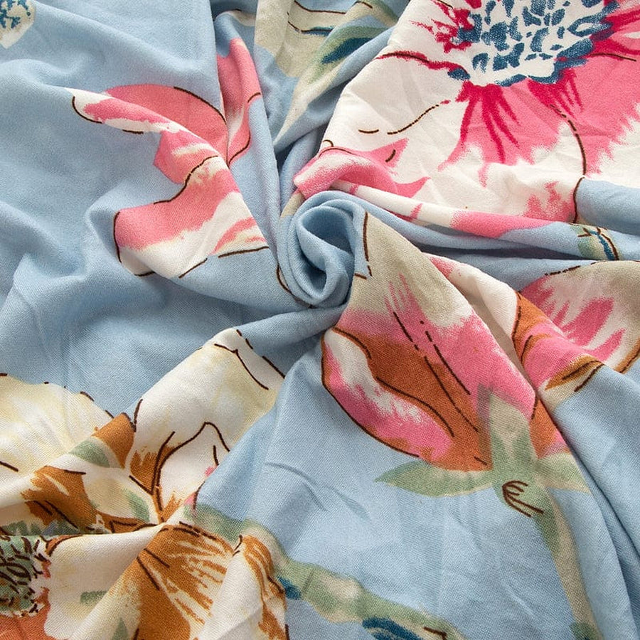 Sofa Cushion Cover – Floral Print – Sky Mist