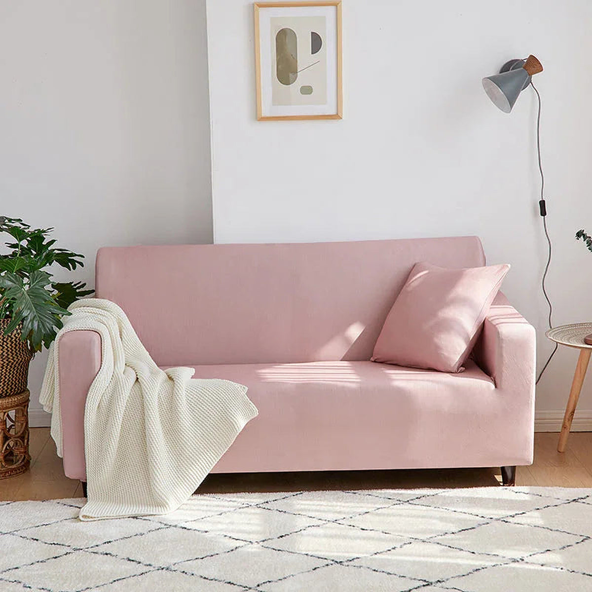 Sofa Cover – Plain Stretch – Soft Blush