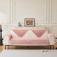 Non-Slip Sofa Cover – Velvet Ribbed – Soft Blush