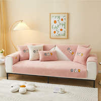 Non-Slip Sofa Cover – Embroidered Print – Soft Blush