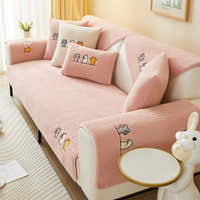 Non-Slip Sofa Cover – Embroidered Print – Soft Blush