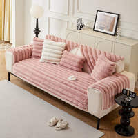 Non-Slip Sofa Cover – Velvet Ribbed – Soft Blush