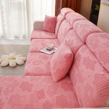Sofa Cushion Cover – Embossed Floral – Soft Blush