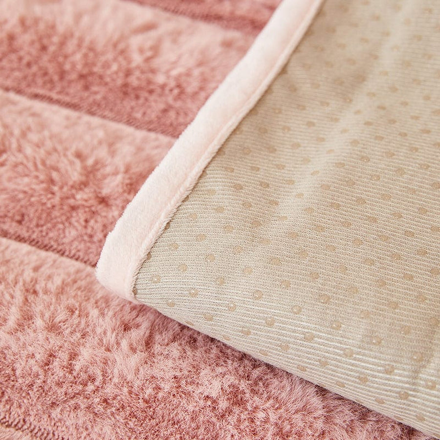 Non-Slip Sofa Cover – Velvet Ribbed – Soft Blush