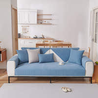 Non-Slip Sofa Cover – Plain Stretch – Stormy Blue