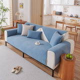 Non-Slip Sofa Cover – Plain Stretch – Stormy Blue