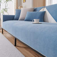 Non-Slip Sofa Cover – Plain Stretch – Stormy Blue