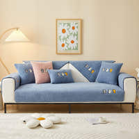 Non-Slip Sofa Cover – Embroidered Print – Stormy Blue