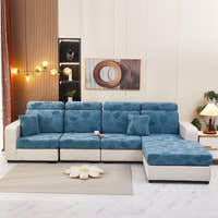 Sofa Cushion Cover – Embossed Floral – Stormy Blue