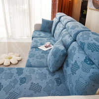 Sofa Cushion Cover – Embossed Floral – Stormy Blue
