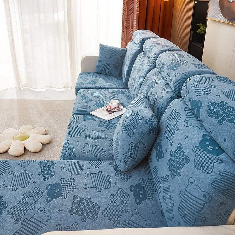Sofa Cushion Cover – Embossed Floral – Stormy Blue