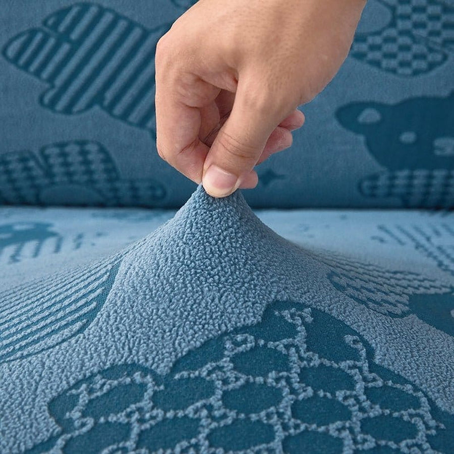 Sofa Cushion Cover – Embossed Floral – Stormy Blue