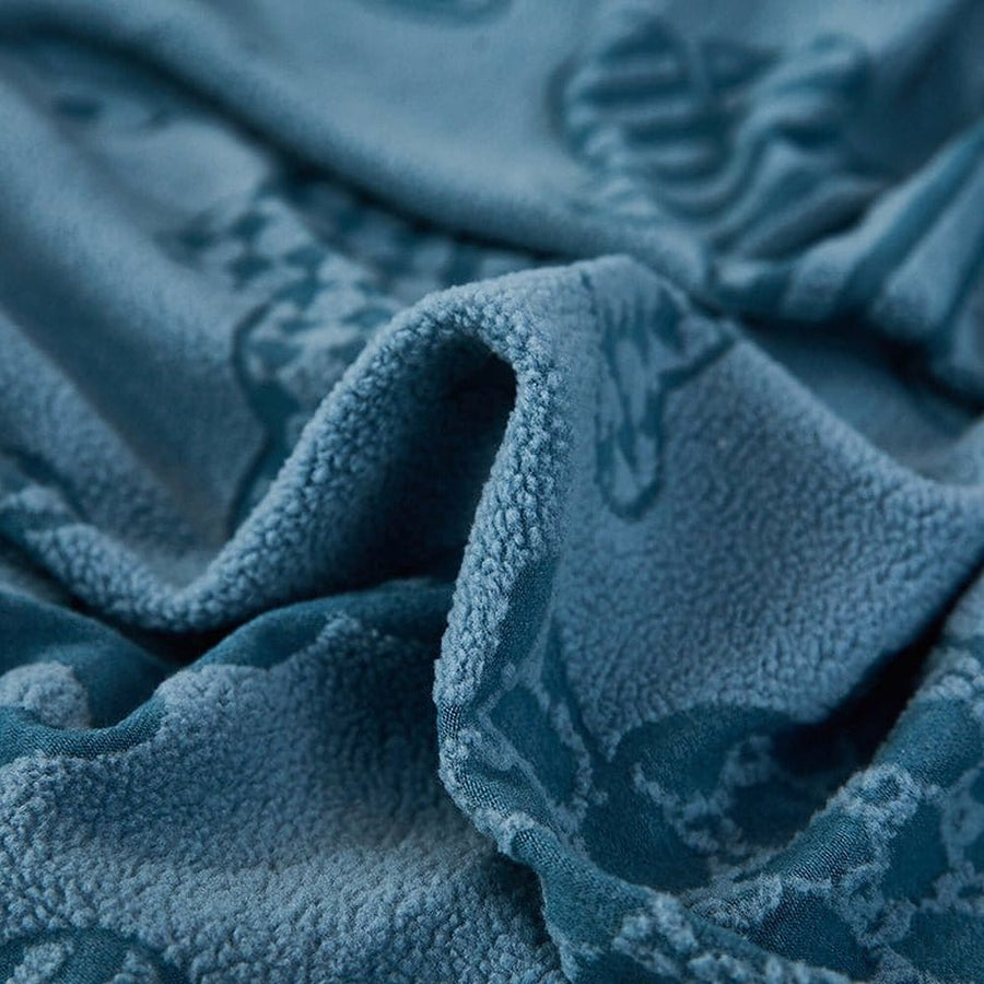 Sofa Cushion Cover – Embossed Floral – Stormy Blue
