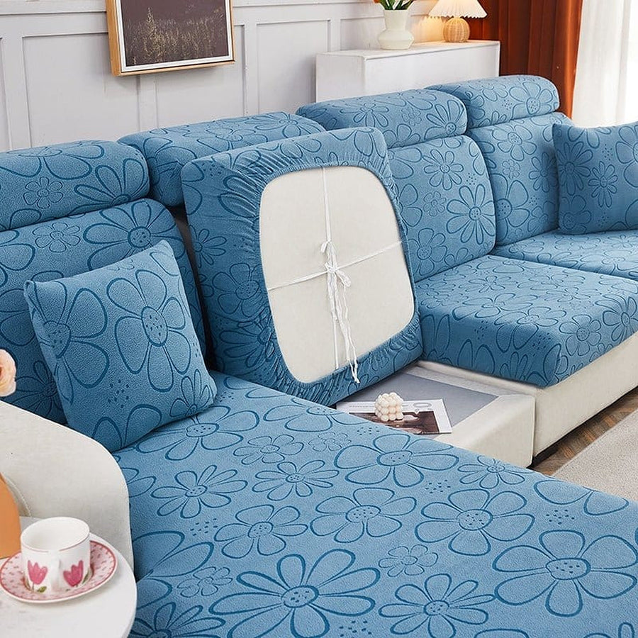Sofa Cushion Cover – Plain Stretch – Stormy Blue
