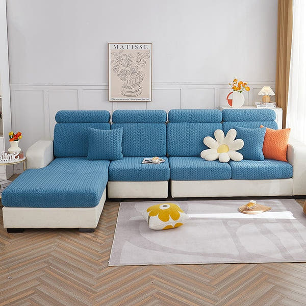 Sofa Cushion Cover – Corduroy Knit – Stormy Blue