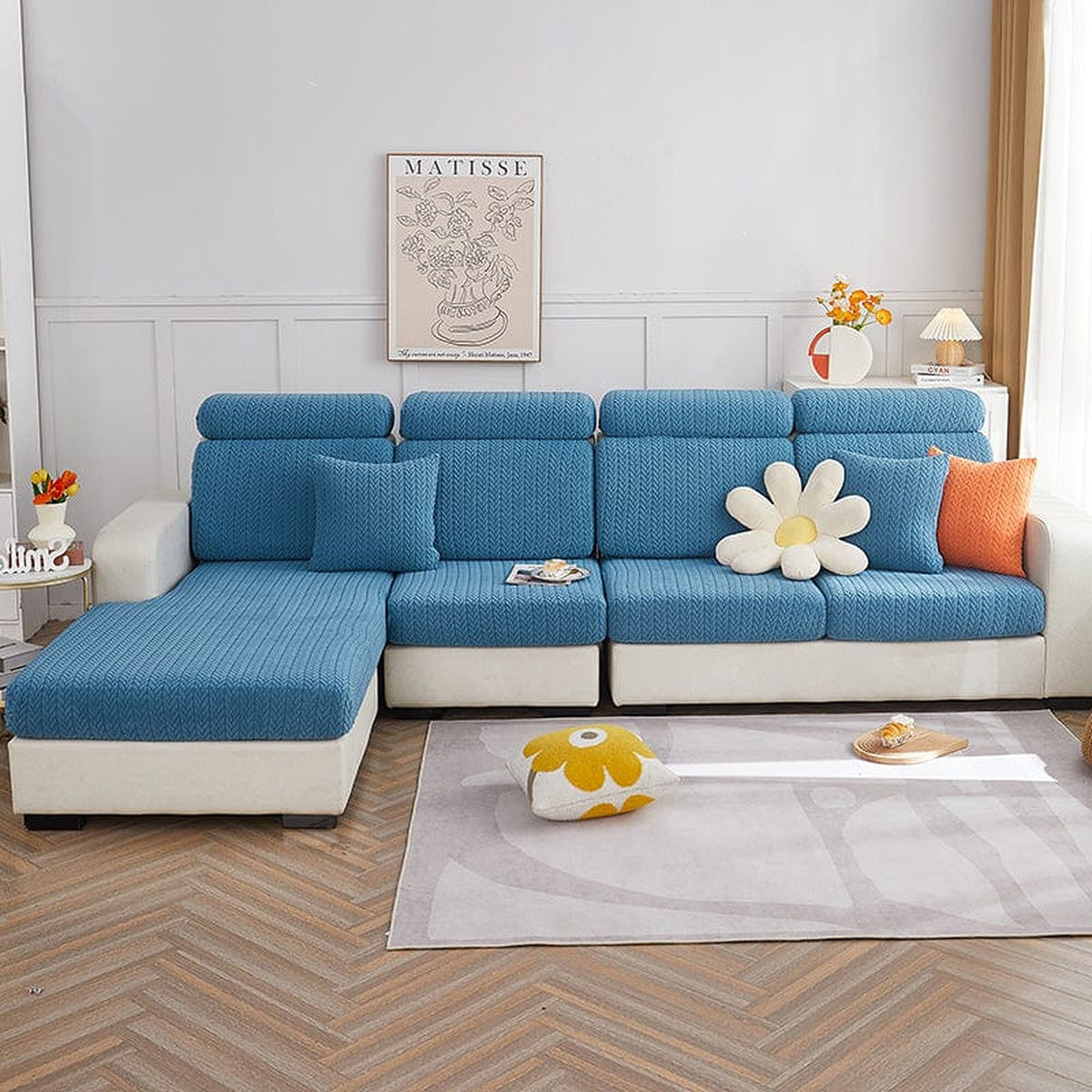 Sofa Cushion Cover – Corduroy Knit – Stormy Blue