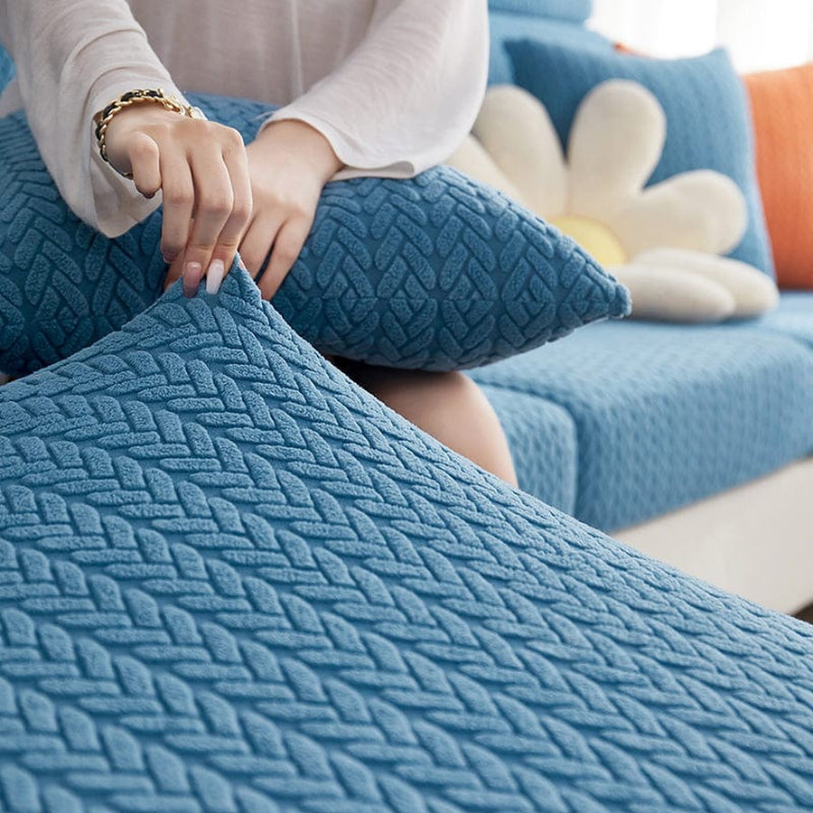 Sofa Cushion Cover – Corduroy Knit – Stormy Blue