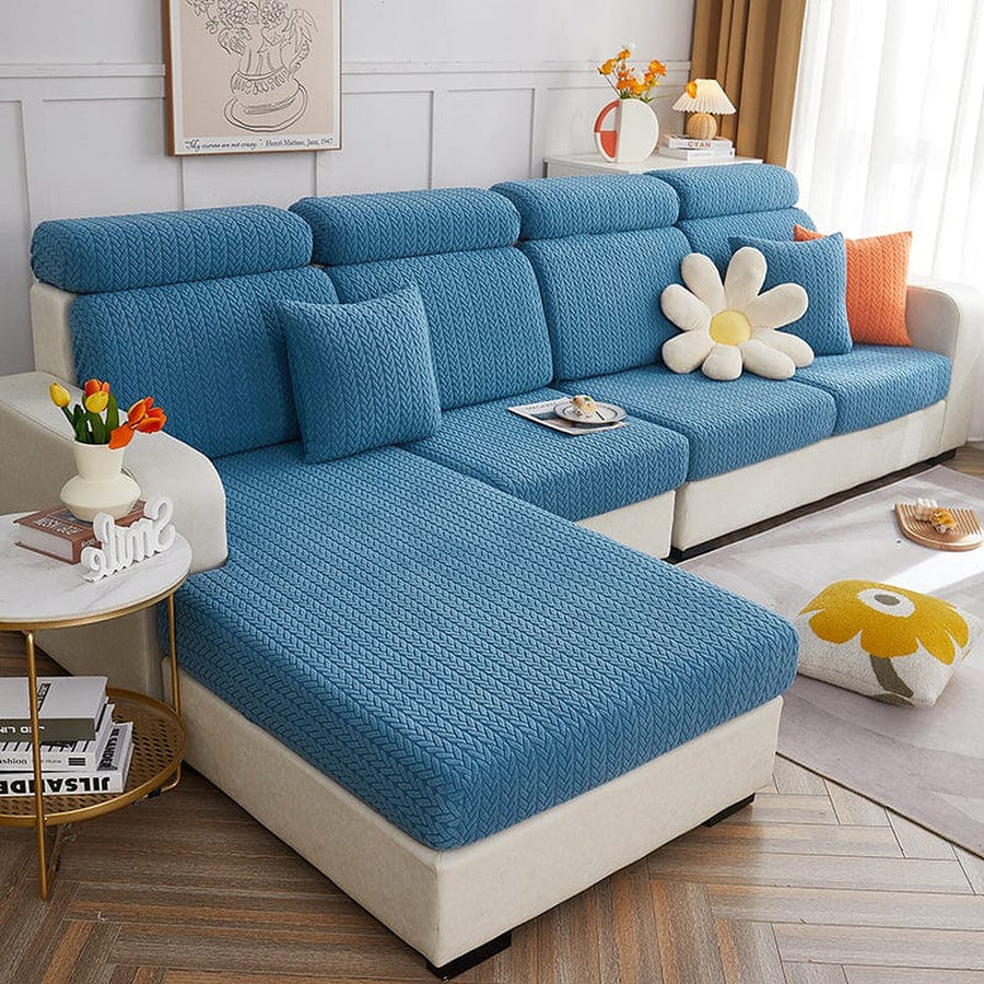Sofa Cushion Cover – Corduroy Knit – Stormy Blue