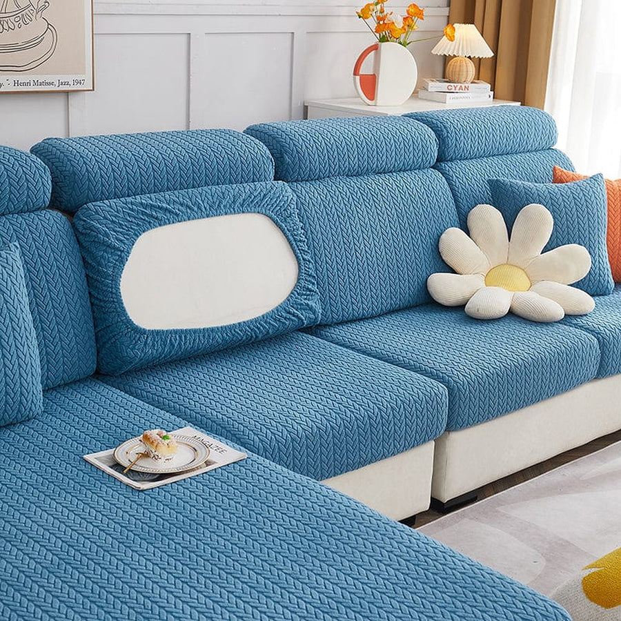 Sofa Cushion Cover – Corduroy Knit – Stormy Blue