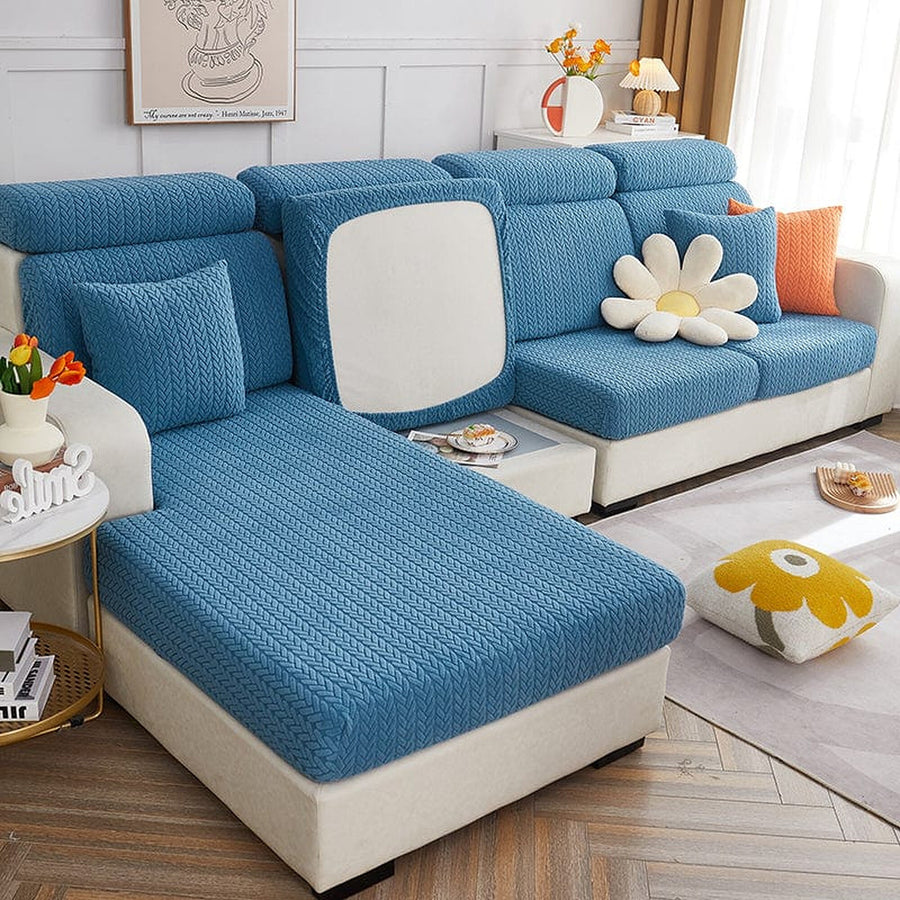 Sofa Cushion Cover – Corduroy Knit – Stormy Blue