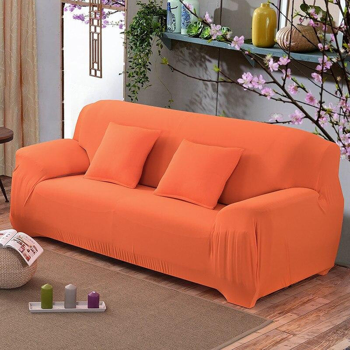 Sofa Cover – Plain Stretch – Terracotta