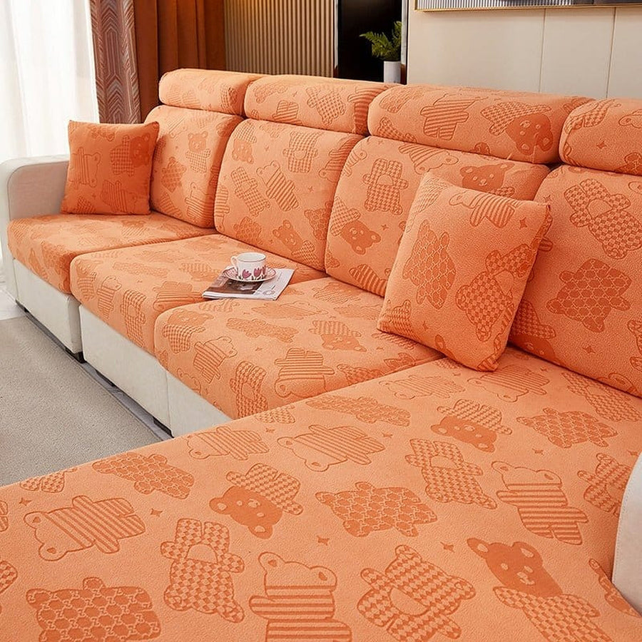 Sofa Cushion Cover – Embossed Floral – Terracotta