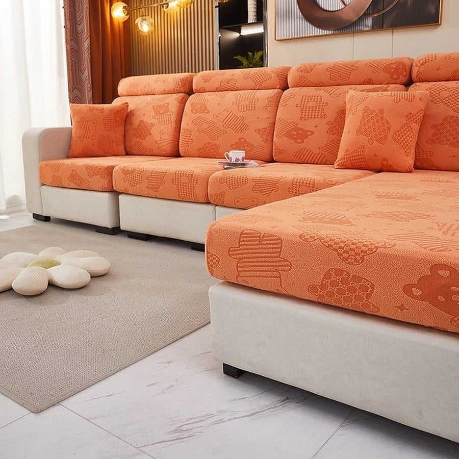 Sofa Cushion Cover – Embossed Floral – Terracotta