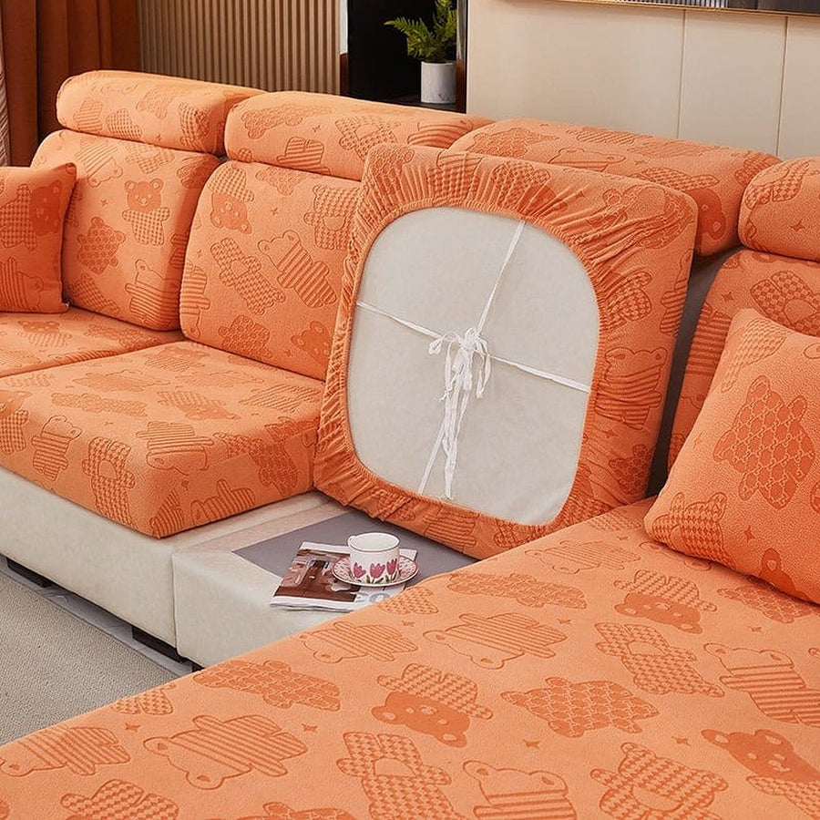 Sofa Cushion Cover – Embossed Floral – Terracotta
