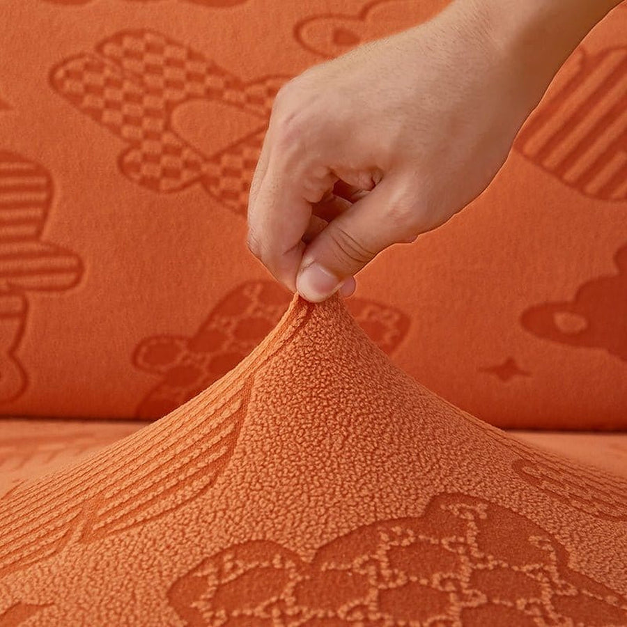 Sofa Cushion Cover – Embossed Floral – Terracotta