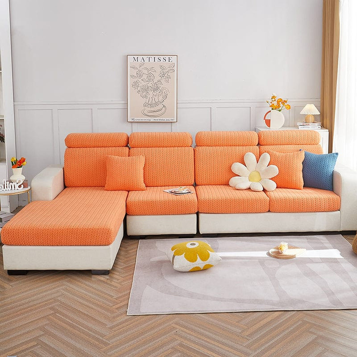 Sofa Cushion Cover – Corduroy Knit Sectional – Terracotta