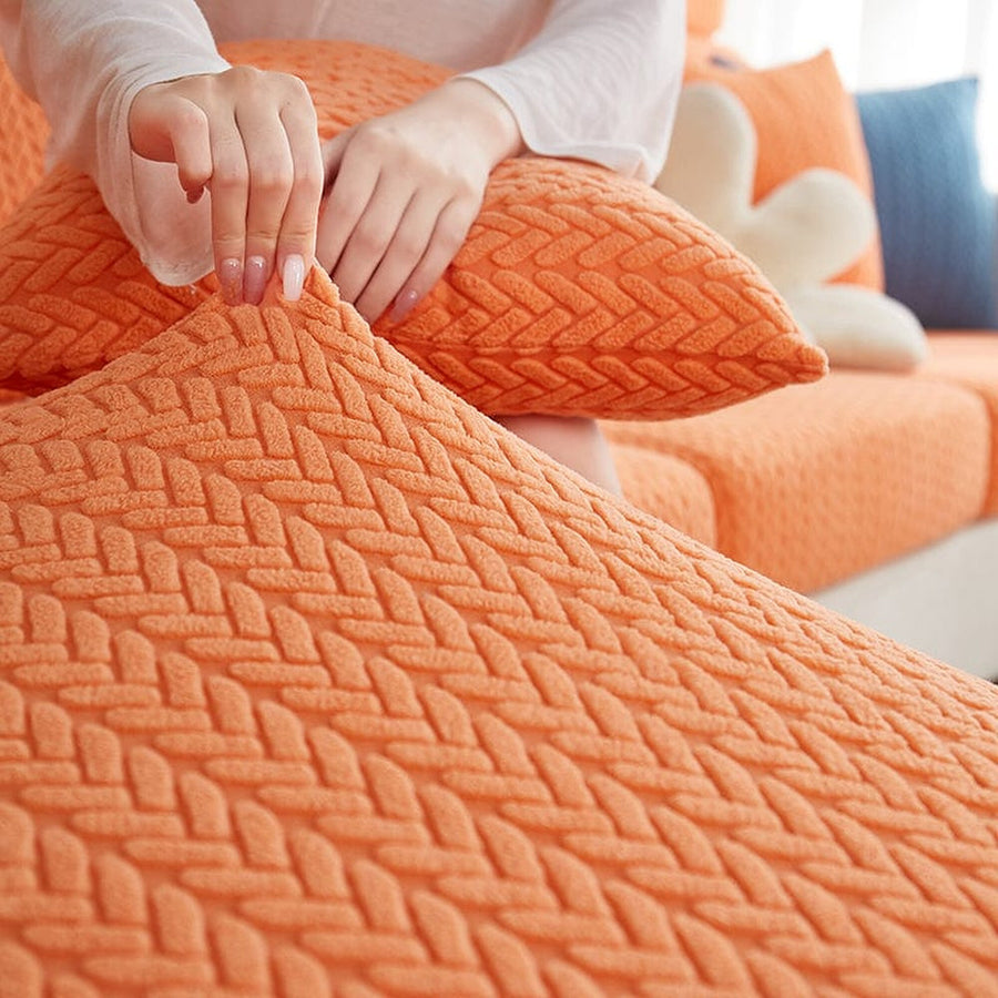 Sofa Cushion Cover – Corduroy Knit Sectional – Terracotta