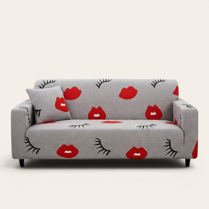Sofa Cover – Pop Art Lips – Pearl Grey