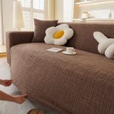 Brown Quilted Waffle sofa cover seen from the side on a corner sofa, view 2