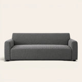 Stone Grey Quilted Waffle sofa cover on a plain studio background, view 6