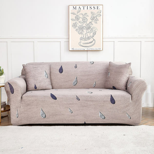 Sofa Cover – Raindrop Print – Bouclé Sand